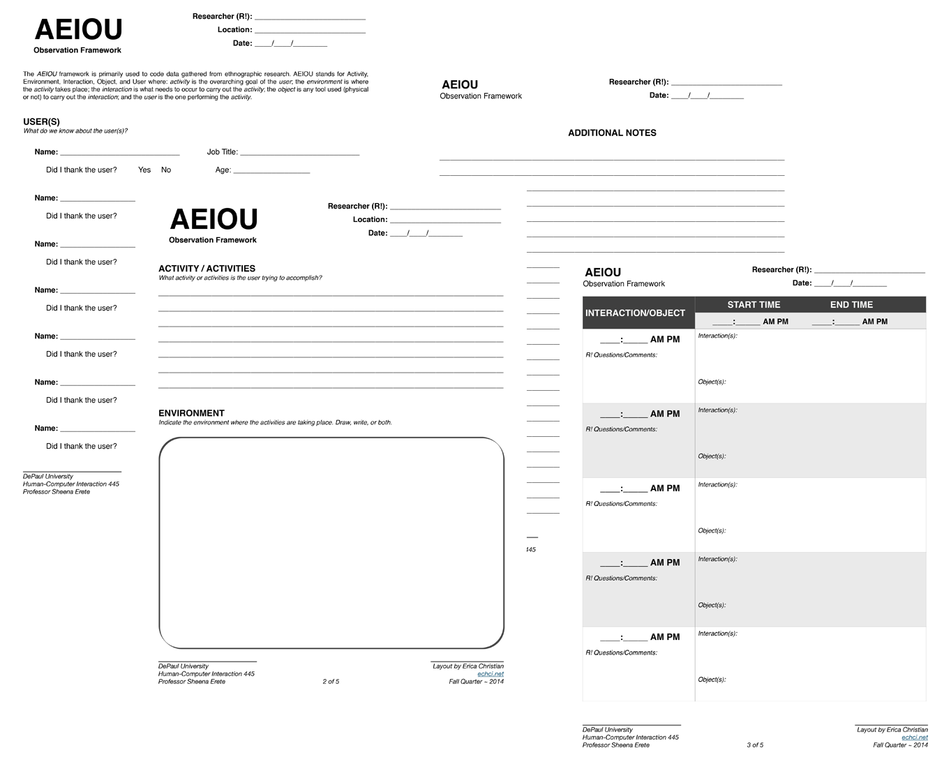 AEIOU data collection worksheet that I made for a class