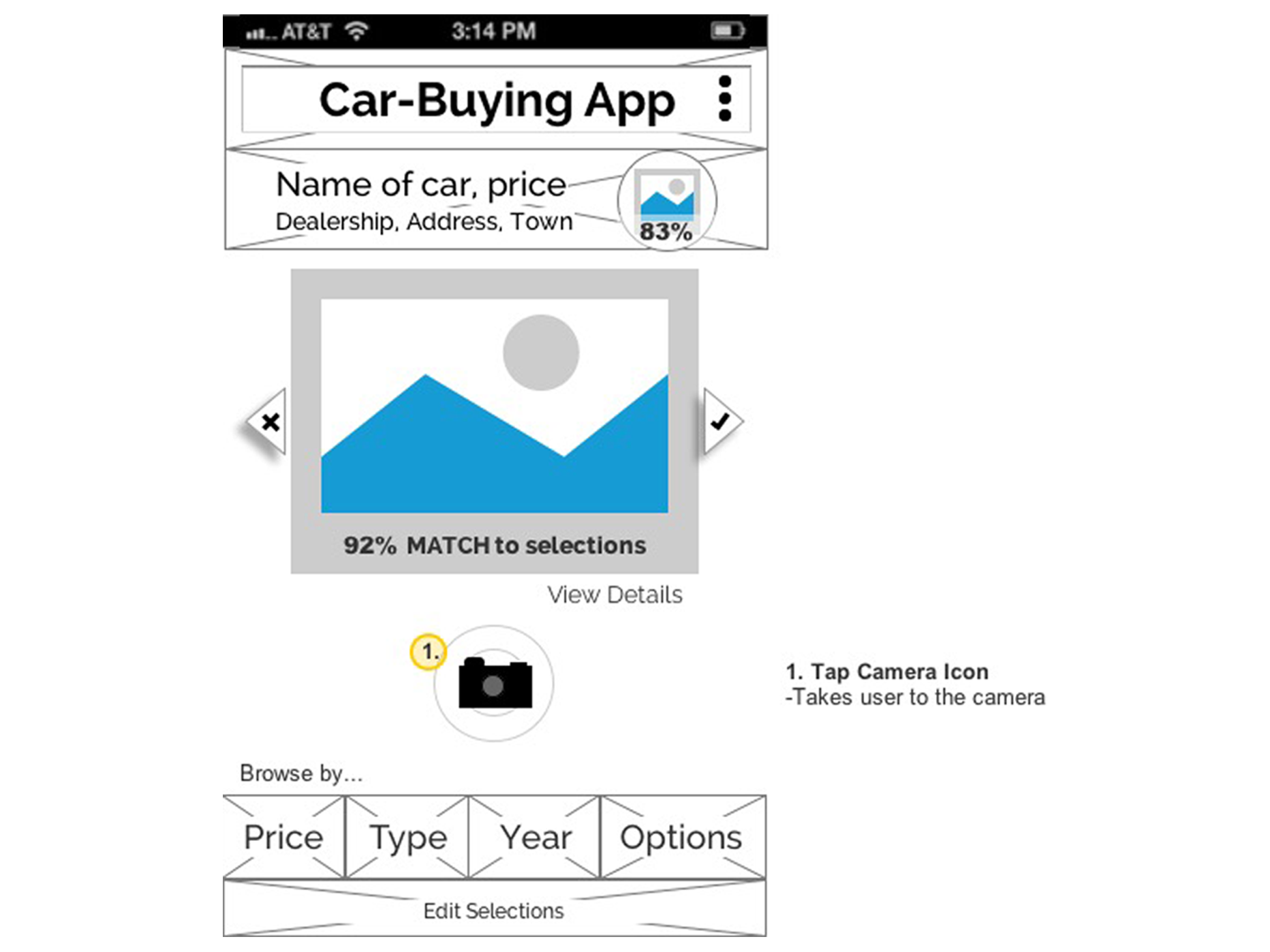 opening mobile screen for a car-buying app