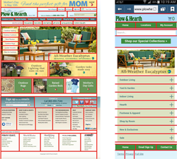 grid layout over Plow and Hearth web and mobile home pages